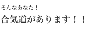 そんなあなた！合気道があります！！